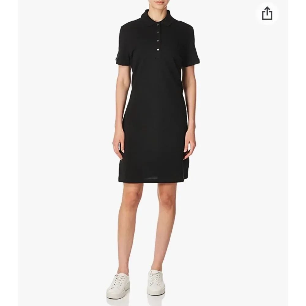 Lacoste Women’s Classic Stretch Pique Polo Black Slim Short Sleeve Dress Sz 34